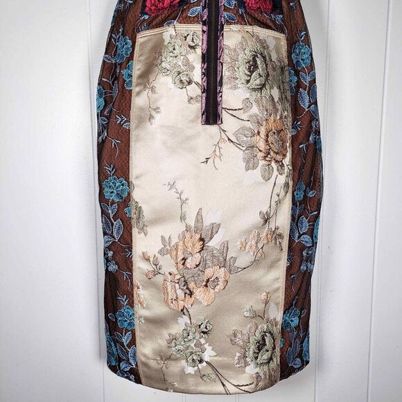Byron Lars Beguile Pieced Brocade Anthropologie Dress Slim Sheath Floral Size 6 - Picture 6 of 9